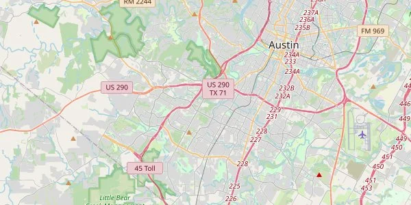Map of Austin showing key areas and neighborhoods