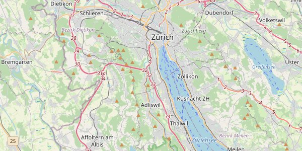 Map of Zurich showing key areas and neighborhoods