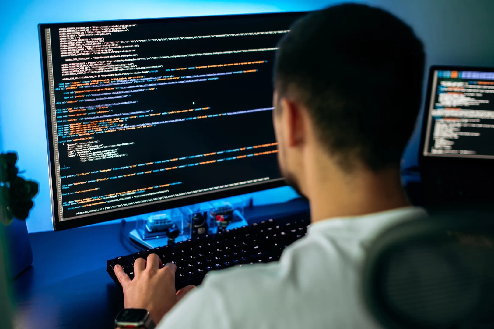 Abstract dark neon visualization representing AI and technology disruption